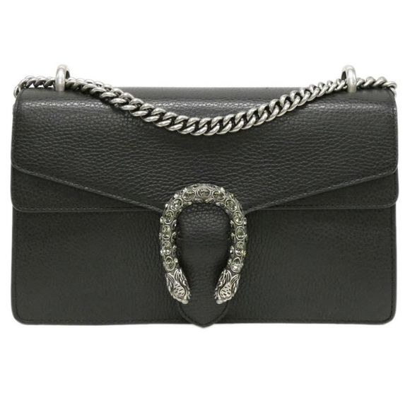 Gucci Bag Leather Dionysus Chain Shoulder Bag Tiger Head Black - Picture 1 of 15